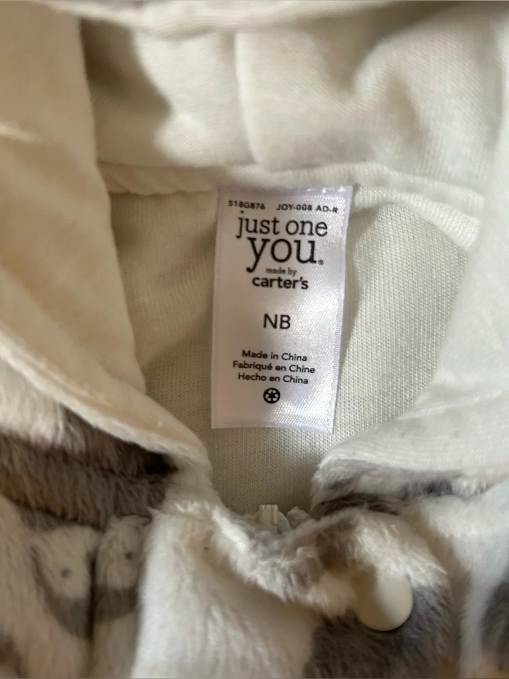 Carter’s Newborn White & Gray Penguin Zip Up Soft Warm Baby Winter Bodysuit